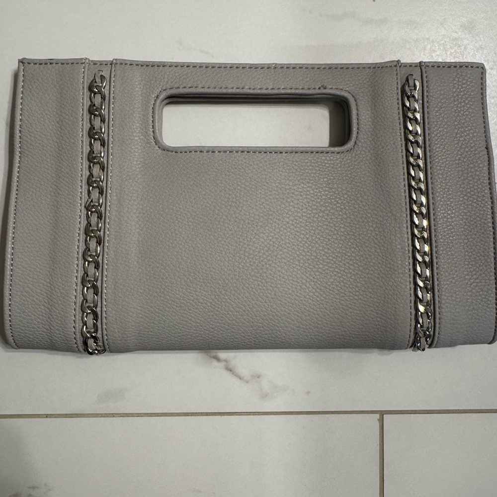 Grey clutch bag